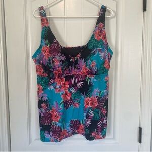 Swim Suits For All Women’s Floral Tank Swim Top Size 20